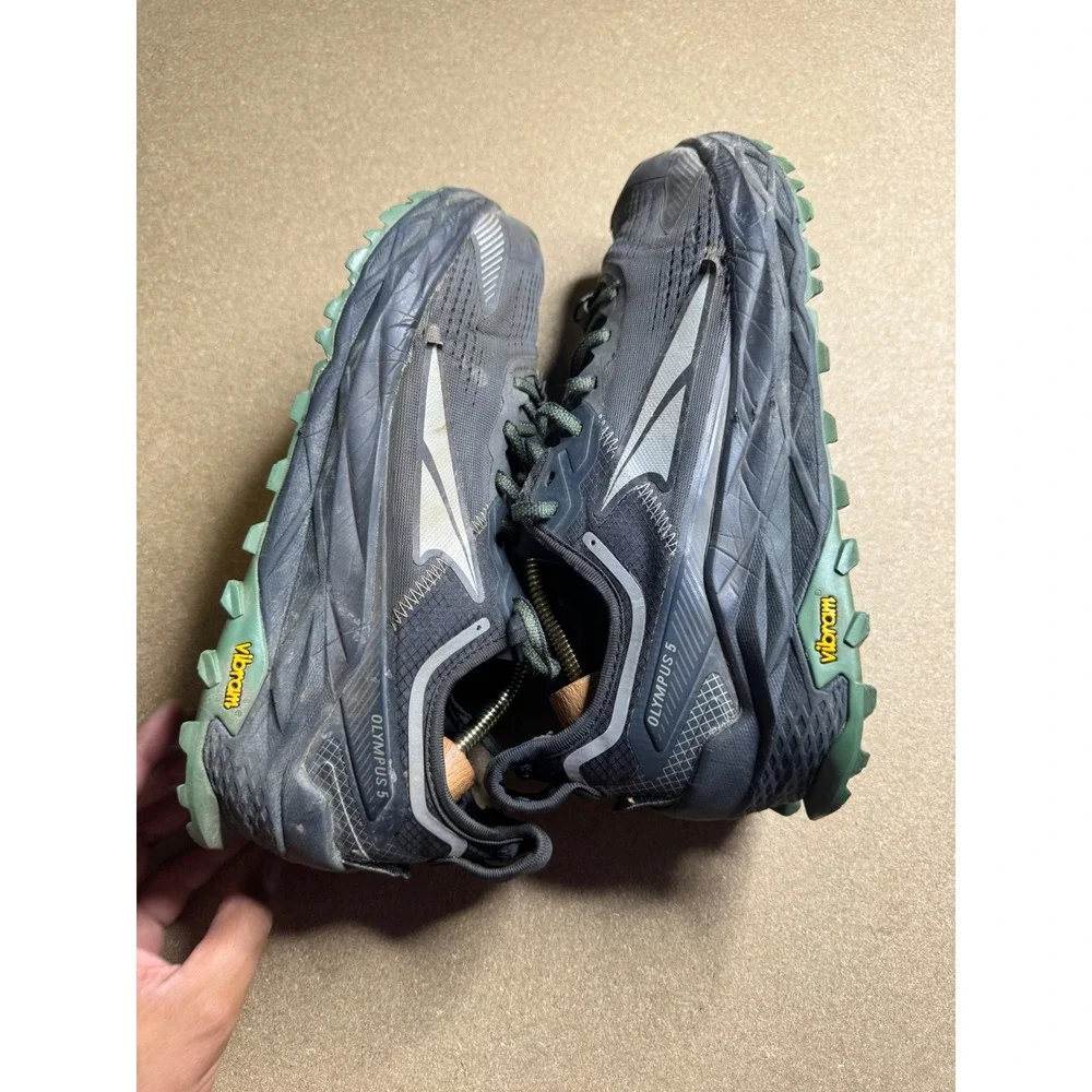 Altra Olympus 5 Mens 10.5 Trail Running Shoes Black Gray Green Vibram AL0A7R6P
